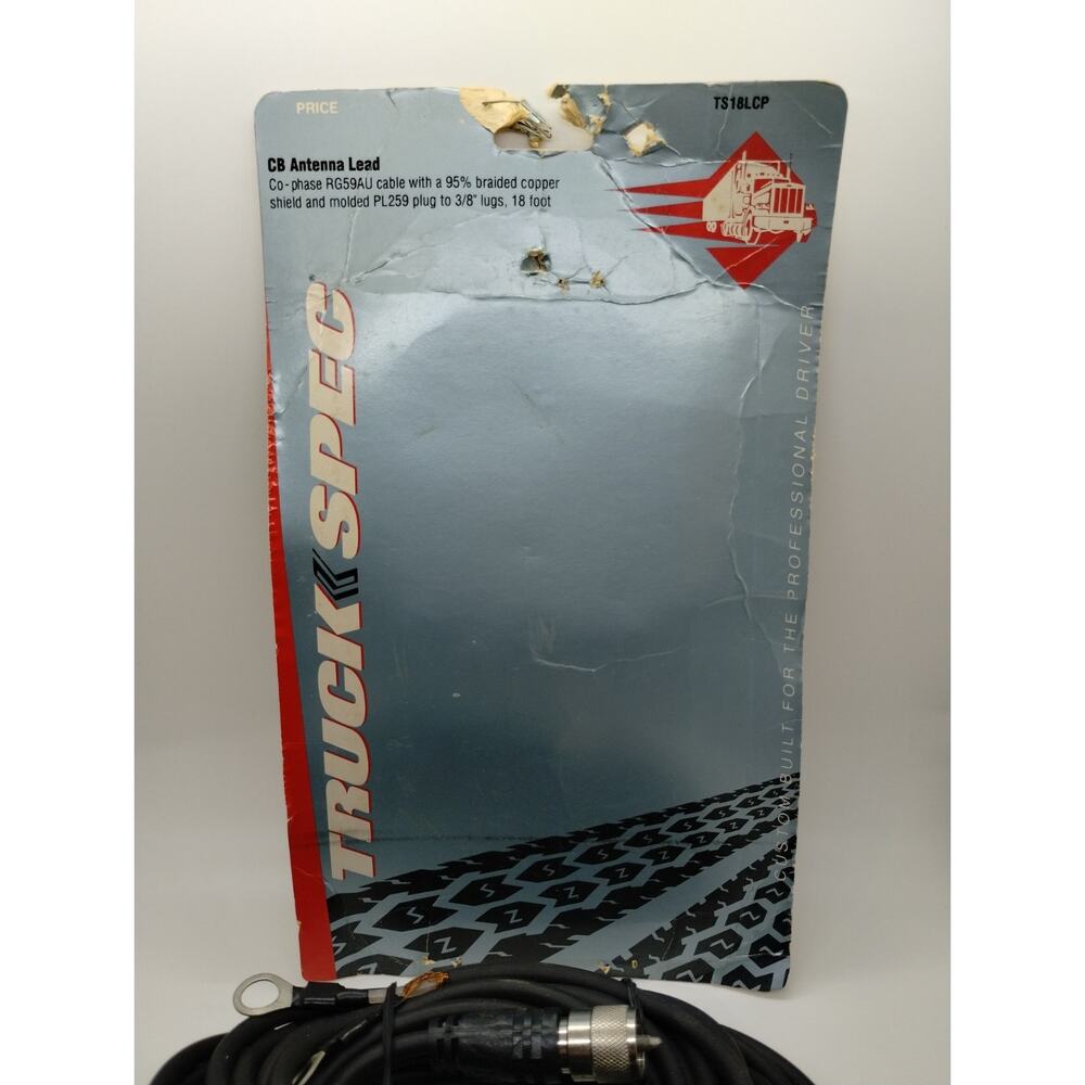 Truck Spec CB Antenna Lead TS18LCP - 18' RG59AU Cable - PL259 Plug to 3/8" Lugs